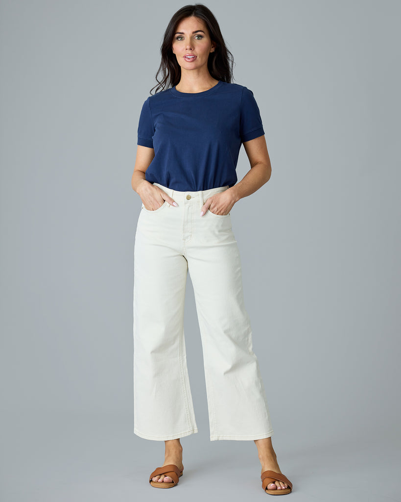 White cropped denim pants