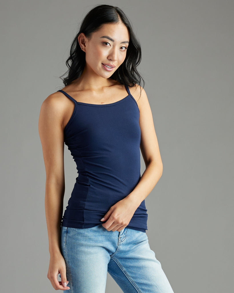 Woman in basic, fitted, cami